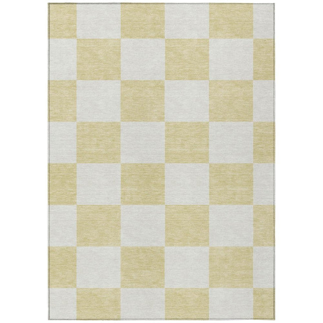 9' X 12' Wheat And Beige Geometric Washable Indoor Outdoor Area Rug HomeRoots