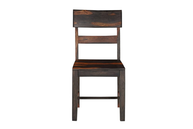 Set of Two Dark Brown Solid Wood Ladder Back Dining Side Chairs HomeRoots