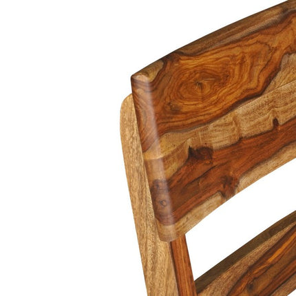 Set of Two Brown Solid Wood Ladder Back Dining Side Chairs