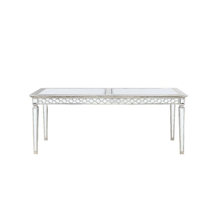 ACME 66155 Varian Dining Table (72"L), Mirrored & Antique Platinum