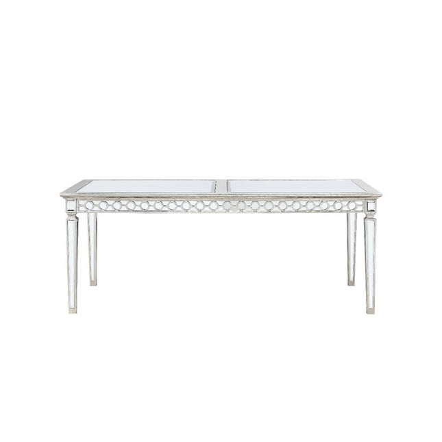 ACME 66155 Varian Dining Table (72"L), Mirrored & Antique Platinum