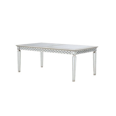 ACME 66155 Varian Dining Table (72"L), Mirrored & Antique Platinum ACME Furniture