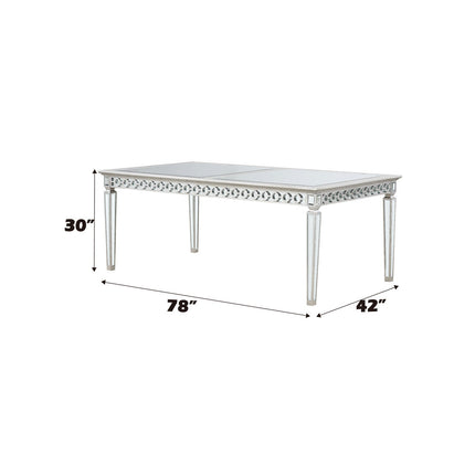 ACME 66155 Varian Dining Table (72"L), Mirrored & Antique Platinum