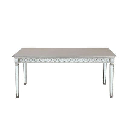 ACME 66160 Varian Dining Table (90"L), Mirrored & Antique Platinum