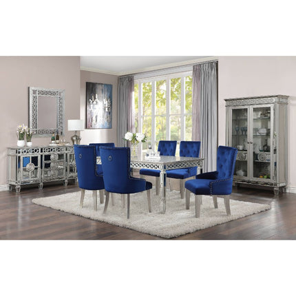 ACME 66160 Varian Dining Table (90"L), Mirrored & Antique Platinum