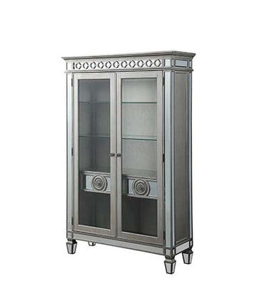 ACME 66166 Varian Curio, Mirrored & Antique Platinum ACME Furniture