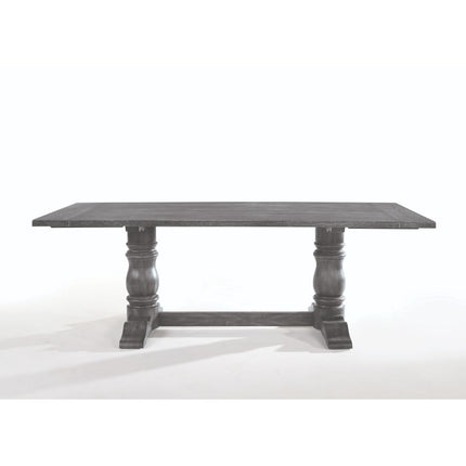 ACME 66180 Leventis Dining Table, Weathered Gray (1Set/2Ctn)