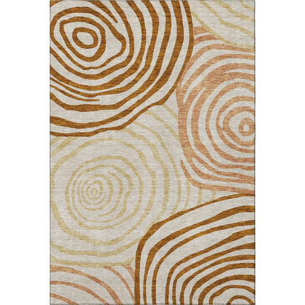 9' X 12' Terra Cotta Beige And Gold Abstract Washable Area Rug With UV Protection HomeRoots