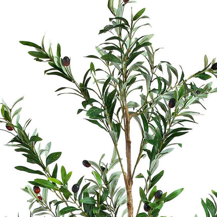 Set of Two 72" Green Artificial Olive Trees in a Black Pots HomeRoots