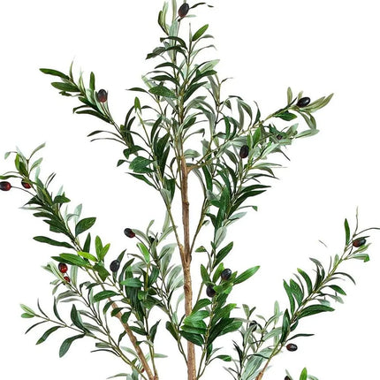 Set of Two 72" Green Artificial Olive Trees in a Black Pots HomeRoots