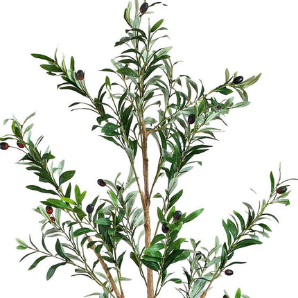 Set of Two 72" Green Artificial Olive Trees in a Black Pots HomeRoots