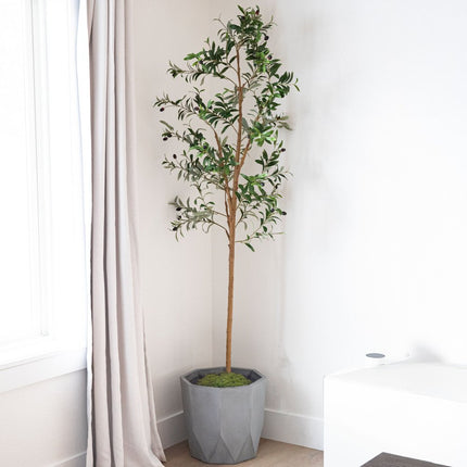 Set Of Two 84" Green Artificial Olive Trees in a Black Pot HomeRoots