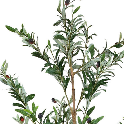 Set Of Two 84" Green Artificial Olive Trees in a Black Pot HomeRoots