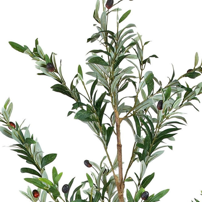 Set Of Two 84" Green Artificial Olive Trees in a Black Pot HomeRoots