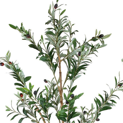 Set Of Two 84" Green Artificial Olive Trees in a Black Pot