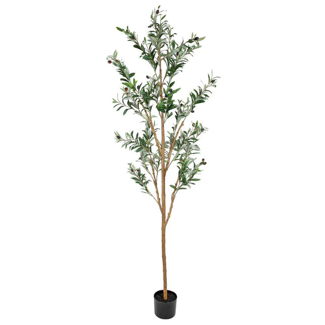 84" Green Olive Artificial Tree in a Black Pot HomeRoots