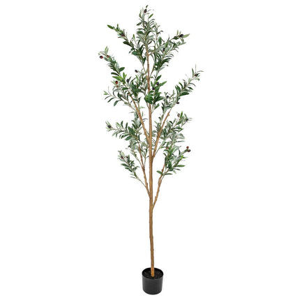 84" Green Olive Artificial Tree in a Black Pot HomeRoots