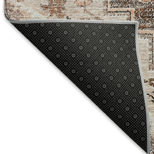 9' X 12' Terra Cotta Beige And Gray Floral Medallion Washable Area Rug With UV Protection HomeRoots
