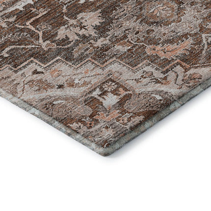 9' X 12' Terra Cotta Beige And Gray Floral Medallion Washable Area Rug With UV Protection HomeRoots