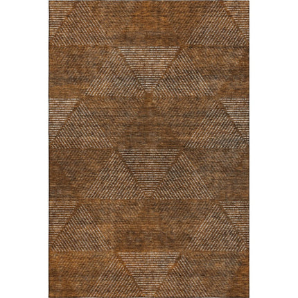 9' X 12' Terra Cotta Beige And Gray Geometric Washable Area Rug With UV Protection HomeRoots