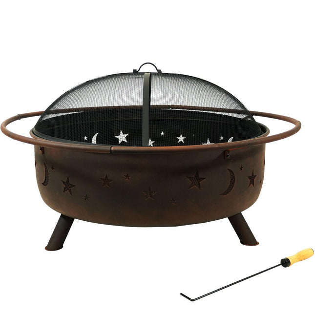 42" Bronze Steel Wood Burning Round Fire pit HomeRoots