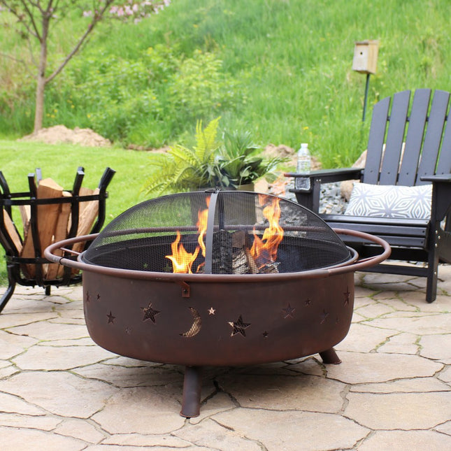 42" Bronze Steel Wood Burning Round Fire pit HomeRoots