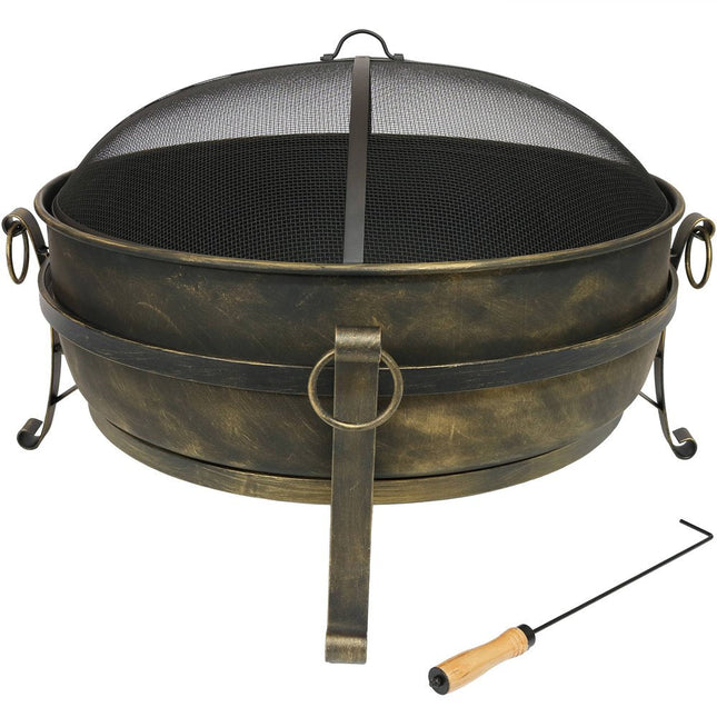 40" Black Steel Wood Burning Round Fire pit HomeRoots