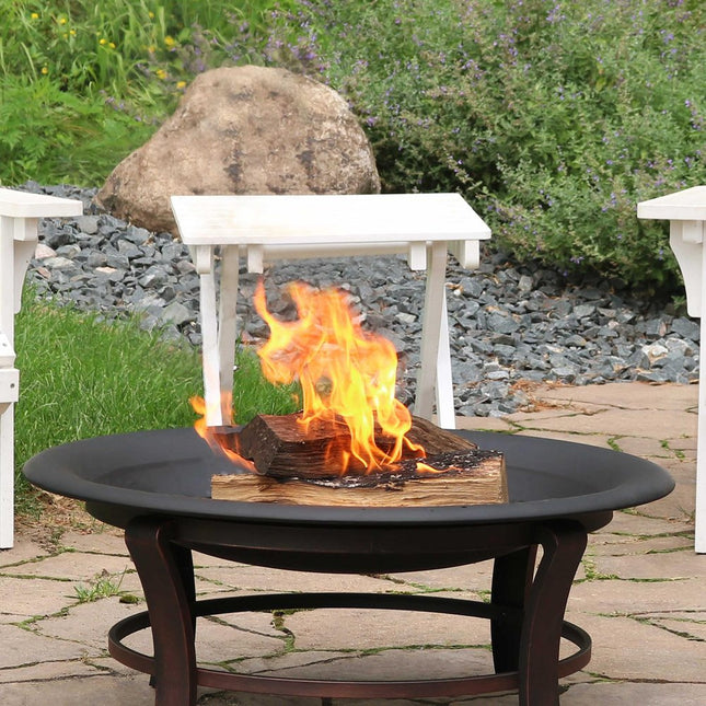 33" Black Steel Wood Burning Round Fire Pit HomeRoots