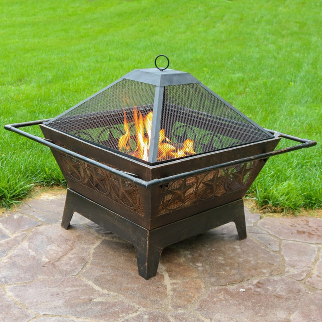 32" Bronze Steel Wood Burning Round Fire pit HomeRoots