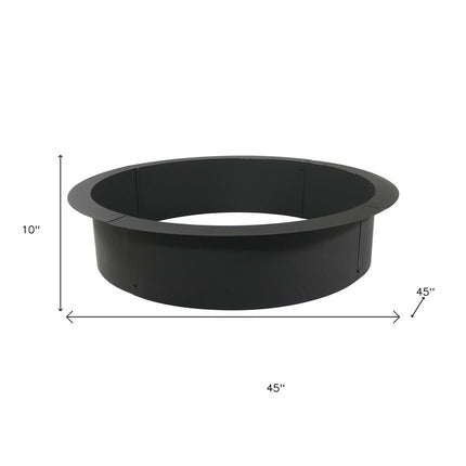 45" Black Steel Wood Burning Round Fire ring