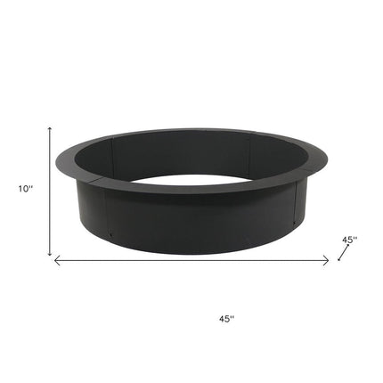 45" Black Steel Wood Burning Round Fire Ring HomeRoots