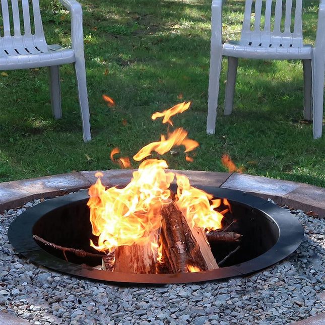45" Black Steel Wood Burning Round Fire Ring HomeRoots