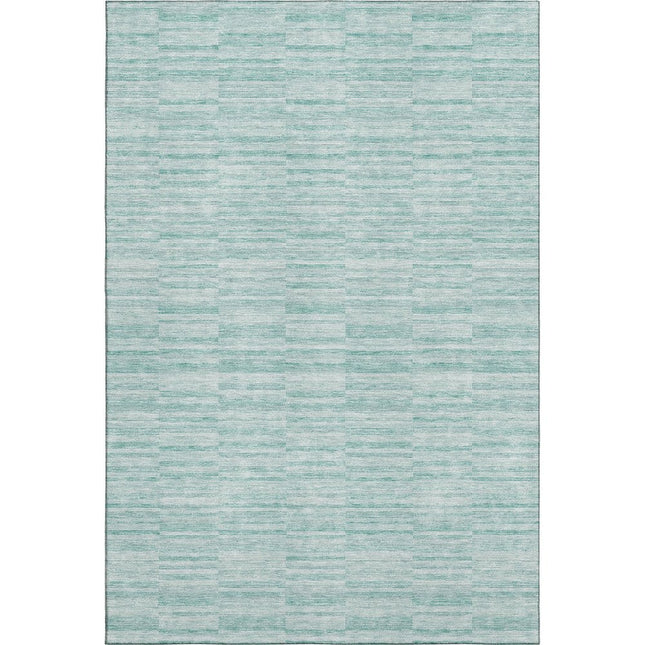 9' X 12' Turquoise Gray And Ivory Striped Washable Area Rug With UV Protection HomeRoots