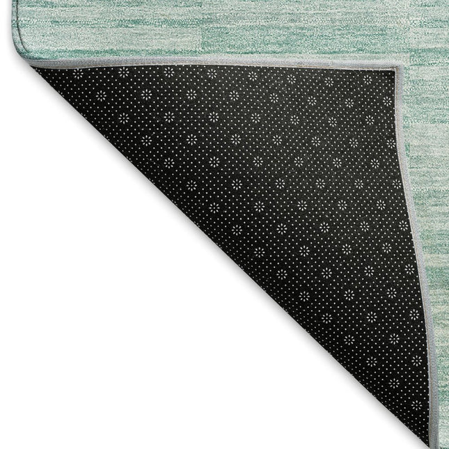 9' X 12' Turquoise Gray And Ivory Striped Washable Area Rug With UV Protection