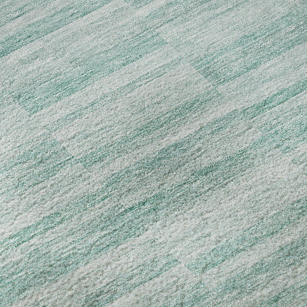 9' X 12' Turquoise Gray And Ivory Striped Washable Area Rug With UV Protection HomeRoots