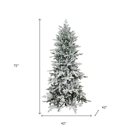 6' Slender Flocked Pine Christmas Tree