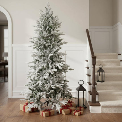6' Slender Flocked Pine Christmas Tree