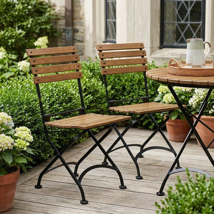 Set of Two Brown Steel Outdoor Folding Accent Chairs HomeRoots