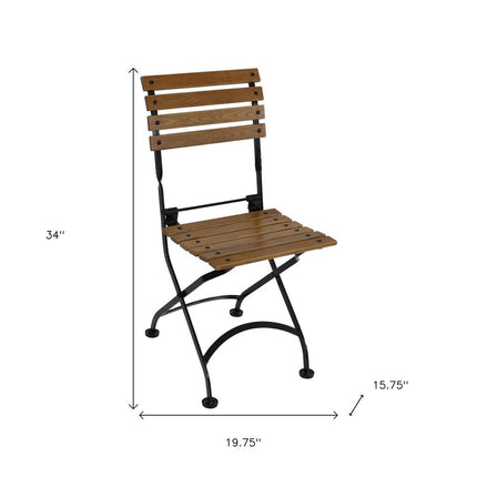 Set of Two Brown Steel Outdoor Folding Accent Chairs HomeRoots