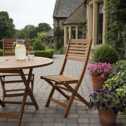 Set of Two Brown Solid Wood Outdoor Folding Accent Chairs HomeRoots