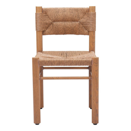 Set of Two Natural Aluminum Open Back Dining Side Chairs
