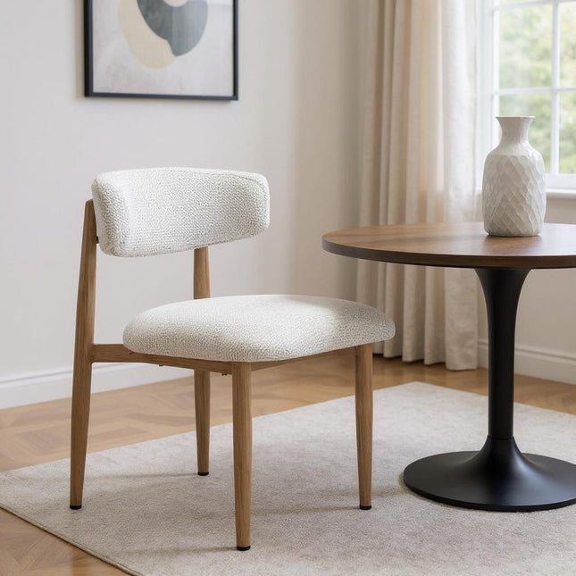 White and Brown Olefin Curved Back Dining Side Chair HomeRoots