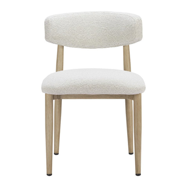 White and Brown Olefin Curved Back Dining Side Chair HomeRoots