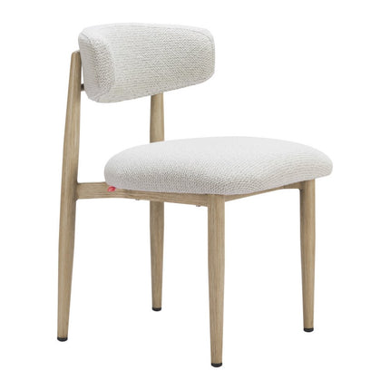 White and Brown Olefin Curved Back Dining Side Chair