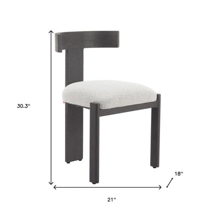 Beige and Black Olefin Open Back Dining Side Chair