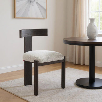 Beige and Black Olefin Open Back Dining Side Chair