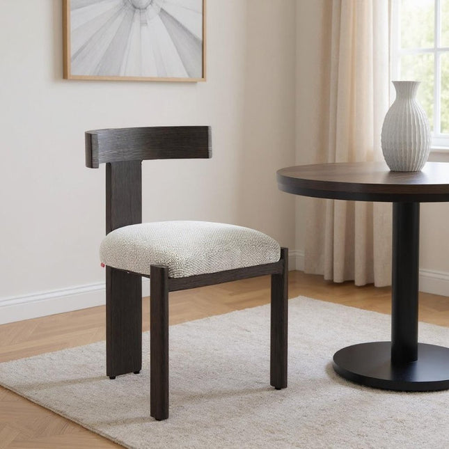Beige and Black Olefin Open Back Dining Side Chair HomeRoots