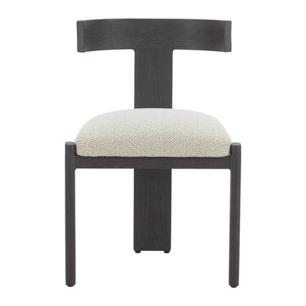 Beige and Black Olefin Open Back Dining Side Chair