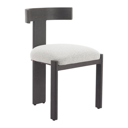 Beige and Black Olefin Open Back Dining Side Chair