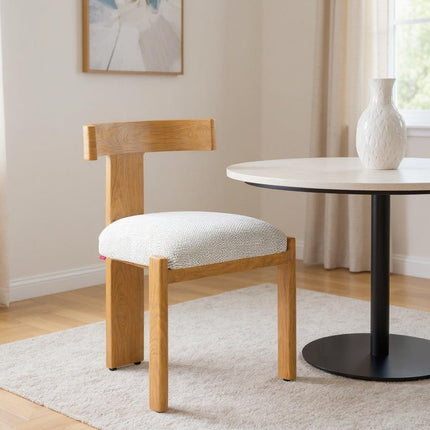 Beige and Natural Olefin Open Back Dining Side Chair HomeRoots
